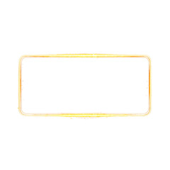 Futuristic neon glowing rectangle border. Sparkling orange techno frame banner for modern layouts or digital mockups, isolated on transparent background.