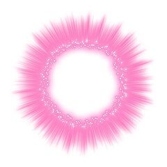 Pink Glowing Circular Light Burst with Radiant Particles on Transparent Background
