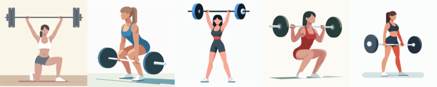 vector of a female weightlifting athlete