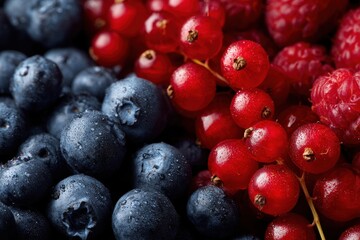 Side view of fresh berries with space for text
