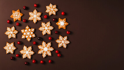 Festive Gingerbread Cookies and Red Berries Holiday Arrangement.