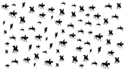 Cowboy Riding Horse Silhouette Pattern Vector