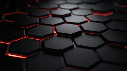 Obraz premium Abstract red 3D hexagon background with geometric cube pattern and digital texture