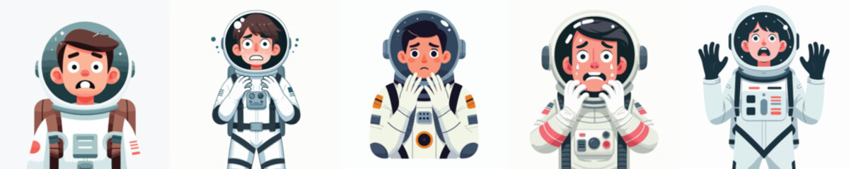 astronaut character vector with fear expression