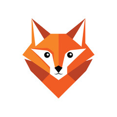 Fox head logo in triangular ear shape with geometric minimalist style design