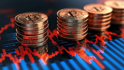 Digital currency stacks symbolize financial growth and investment opportunities, showcasing rise of cryptocurrency modern finance and market trends - Powered by Adobe