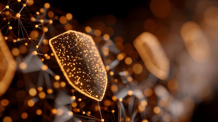 of a futuristic house surrounded by digital force field and firewall network