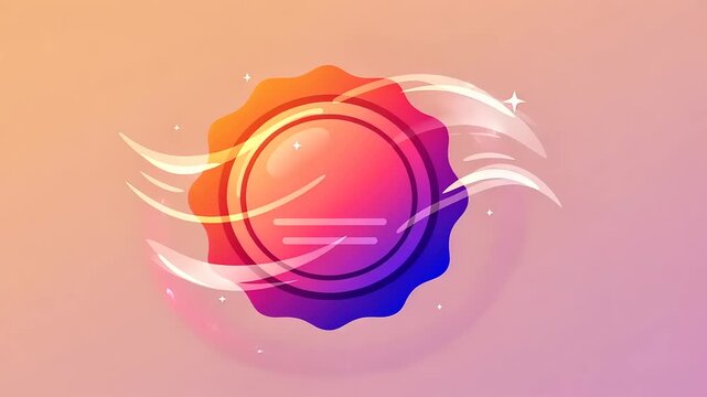 Colorful abstract badge design with flowing elements, suitable for awards, certificates, or branding