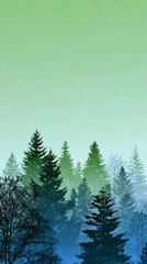 gradient background with a natural transition from deep juniper green to soft birch white. Evokes freshness, clarity, and organic calmness, ideal for eco, wellness, or minimal designs