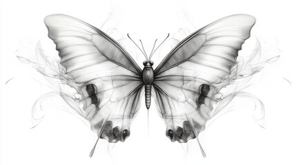 Intricate butterfly illustration with delicate details showcasing elegance and beauty in a monochromatic design