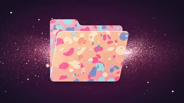 Colorful abstract folder design with vibrant splashes on a cosmic background, ideal for digital projects