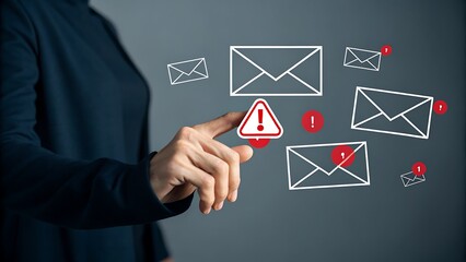 Person Interacting with Digital Messages: Addressing Alerts, Notifications, and Potential Issues in a Virtual Environment.