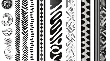 Black and white abstract patterns showcasing diverse designs and textures from various artistic styles