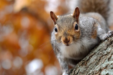 Obraz premium Squirrel in a curious stance gazing forward
