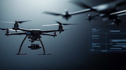 High-tech drones capture aerial views and data in advanced technology environment