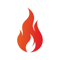 Flame icon silhouette with curved lines in simple style shown on white background