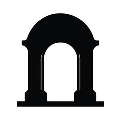 Fototapeta premium Silhouette of an arch with flat base icon shown in minimal design on white background