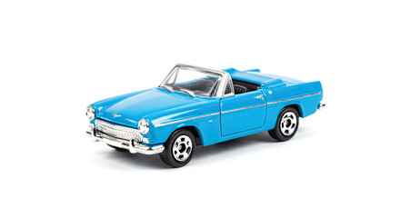 Fototapeta premium Classic Blue Toy Convertible Car Model.
