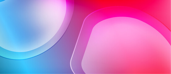 Abstract shapes blend vibrant blues, pinks, purples. Soft gradients create flowing, modern visual experience. Minimalist design.