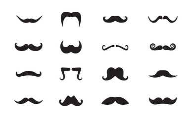 Black moustache isolated on white background. Set of moustache icons. vector mustache set. Vector illustration