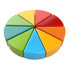 Obraz premium Presenting a colorful pie chart showing divisions for statistical and business use on a black