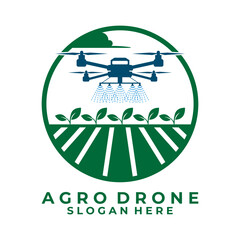 Drone and Agriculture field logo design vector. Modern agriculture sticker label logo design