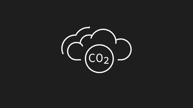 Carbon dioxide white line animation. Carbon dioxide animation with arrows symbolizing sequestration concepts. Ideal for environmental presentations, science projects, and educational materials.