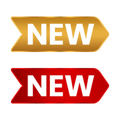 New label badges set with gold and red png file transparent background