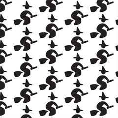 Halloween seamless pattern with a witch flying on a broomstick.