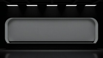 Modern minimalist display stage with dramatic spotlighting and sleek grey backdrop