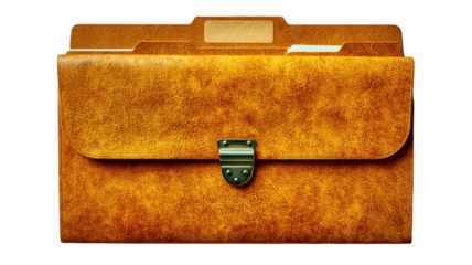 Vintage Leather File Folder on transparent background for Business and Organization