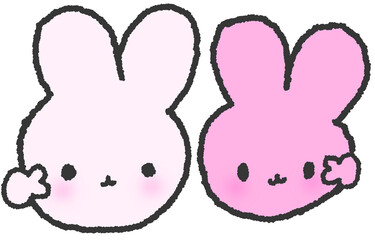 브이 포즈를 하고 있는 귀여운 토끼 손그림 일러스트 © titi.drawing