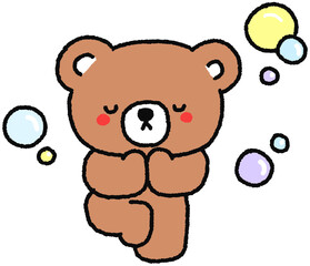 요가하는 귀여운 곰돌이 손그림 일러스트