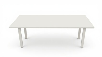 Plain white rectangular table against a white background.