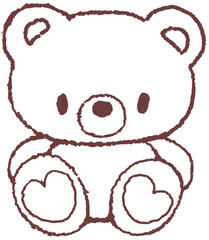 곰 캐릭터 브라운 라인 손그림 일러스트