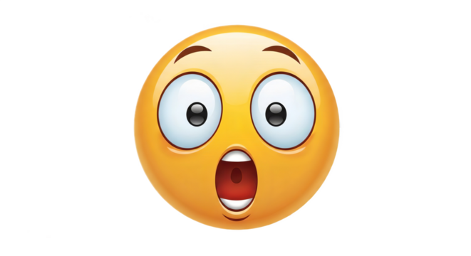 A surprised emoji with wide eyes and an open mouth on a black background expressing shock and awe look - Powered by Adobe