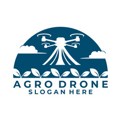 Drone and leaf logo design vector template. Drone agriculture logo design