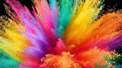 Colorful powder explosion effect creates vibrant abstract background with dynamic energy and bright splash multiple hues black showcasing artistic paint splash pigment burst texture celebration - Powered by Adobe