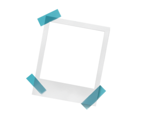 緑色のテープで留められたポラロイド写真の画像合成用フレーム