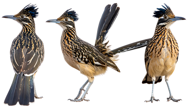 collection of PNG. A Roadrunner Bird Standing, isolated on a transparency background.