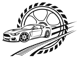 Automotive Logo Featuring a Tire and Wheel Design