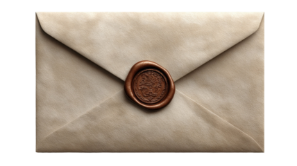 Vintage envelope sealed with wax, conveying authenticity and traditional charm