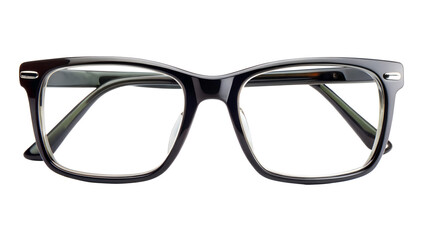 Photo of black framed eyeglasses isolated on transparent background