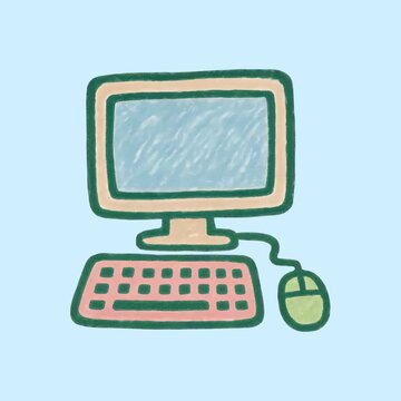 Retro computer illustration with pastel colors animation isolated asset, transparent 4K video, alpha channel, ProRes 4444