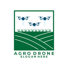 Drone Tech for agriculture logo design vector template