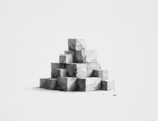Stacked grey cubes, pyramid shape