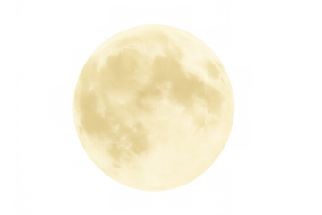 Luminous full moon radiating intense glow, presenting celestial detail against transparent backdrop for nocturnal visual storytelling