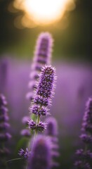 Obraz premium Lavender Dreams: A Serene and Close-Up View of Delicate Purple Lavender Flowers
