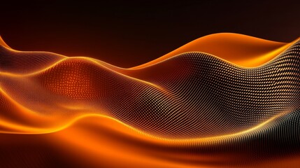 Flowing waves of orange light create a mesmerizing visual in a digital art piece inspired by abstract design