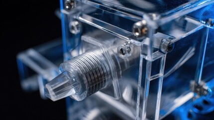 Close-up view of a transparent mechanical device.